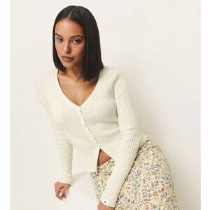 NEW Reformation Fia Cashmere Blend Cardigan Ivory - Size S